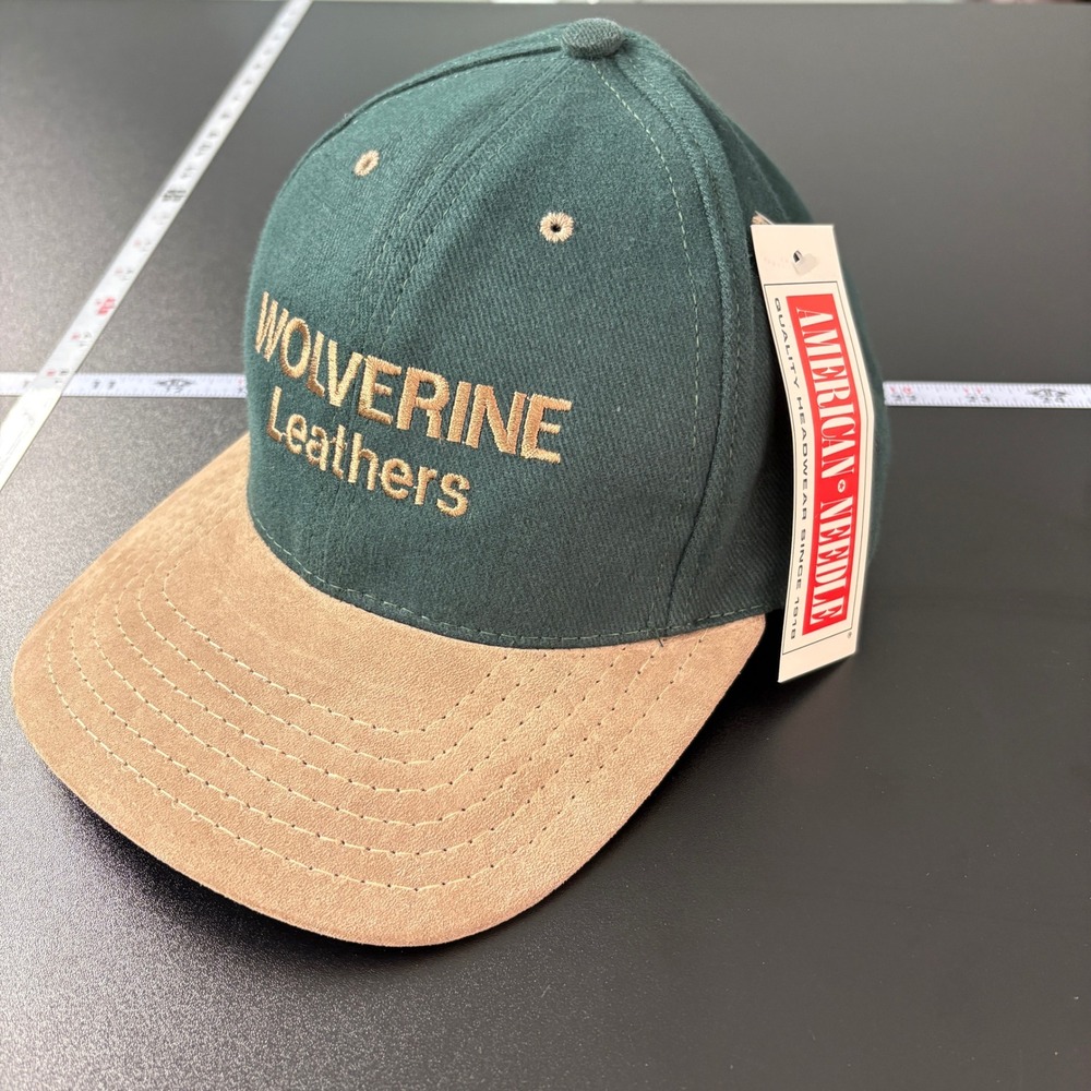 American Needle Mens Baseball Cap OS Green Tan Wolverine Leathers Strapback Hat
